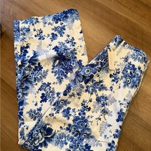 Anthropologie Blue Floral Pants
